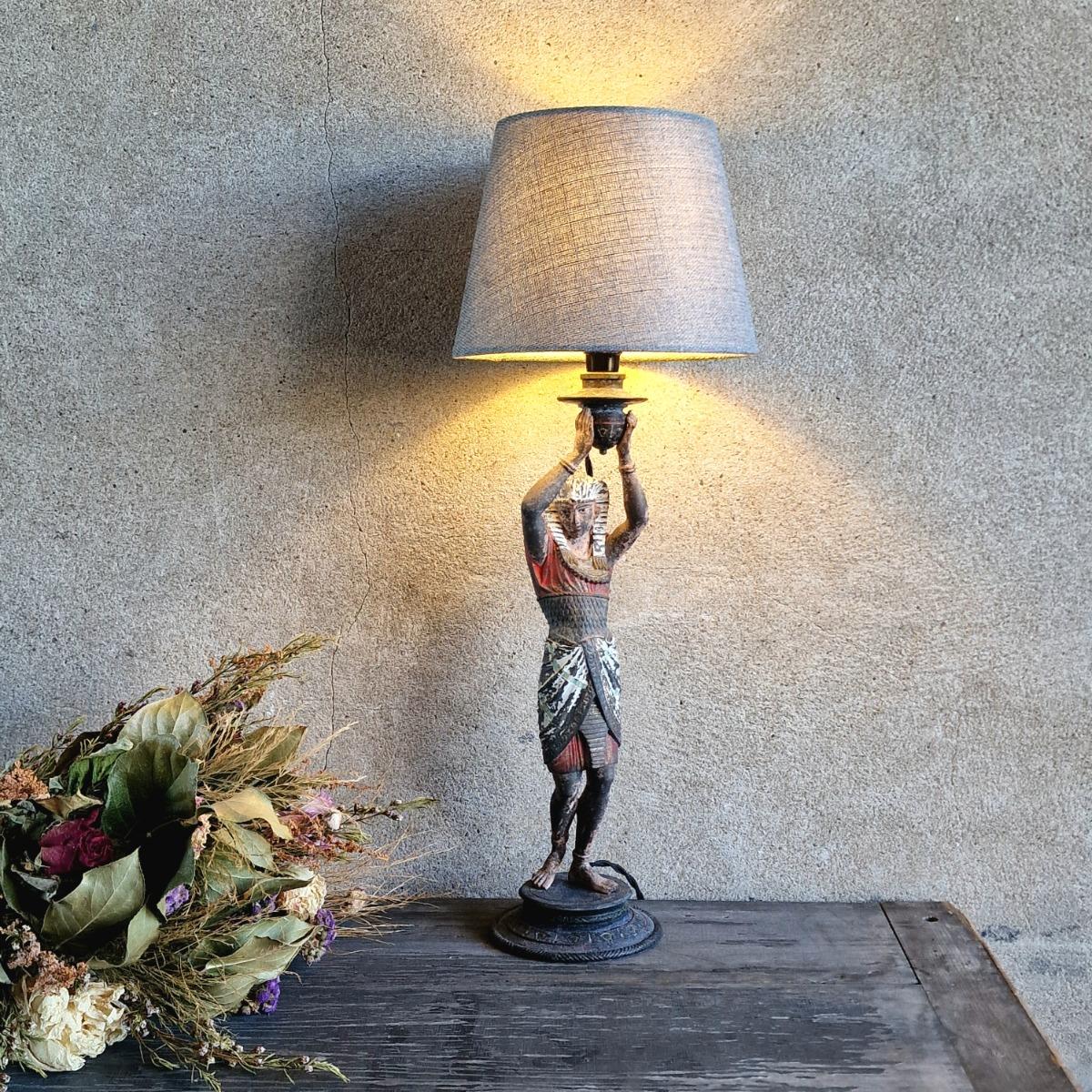 Spelter Pharaoh lamp