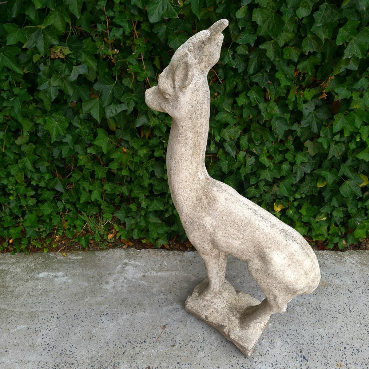 White cast stone gazelle