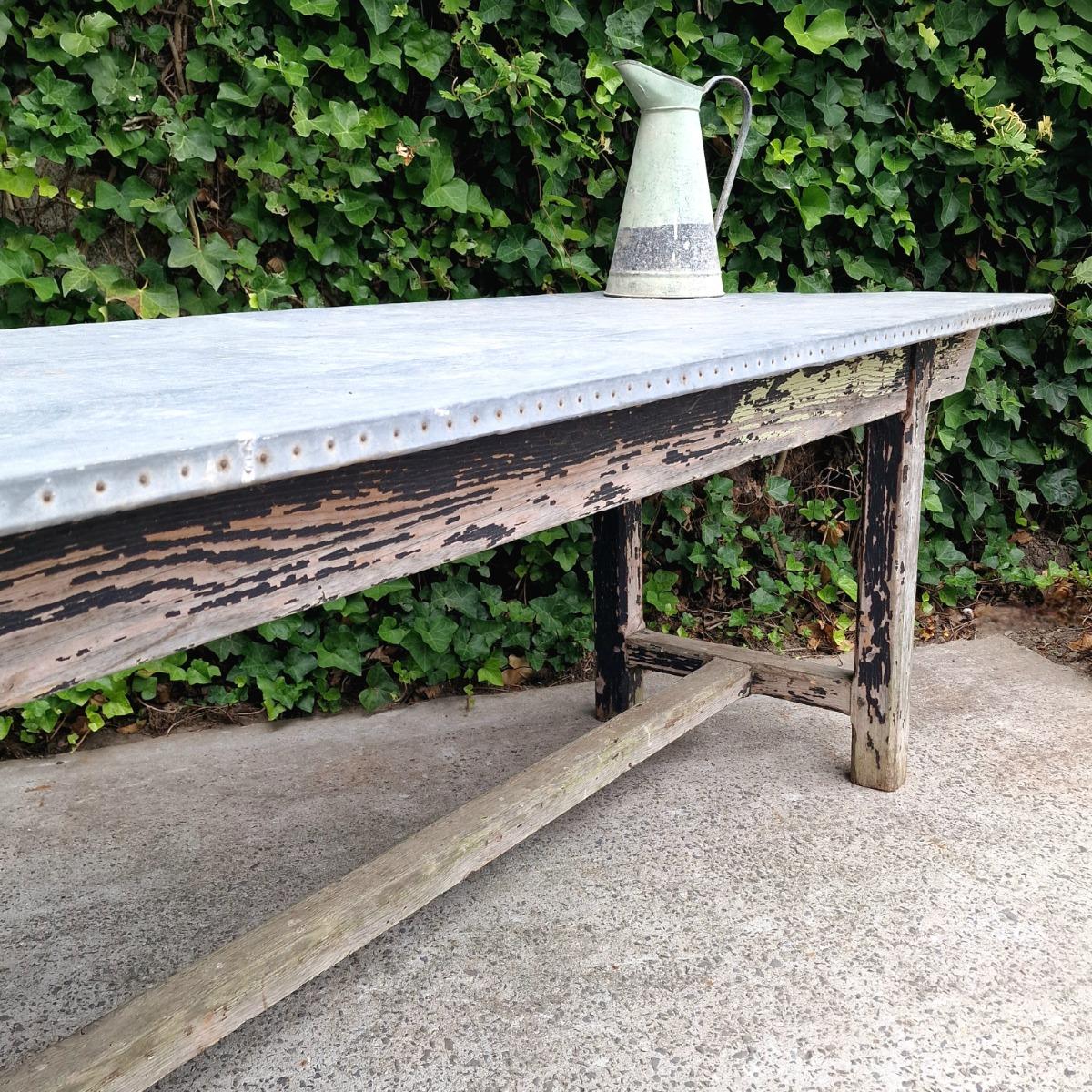 Zinc top florist table