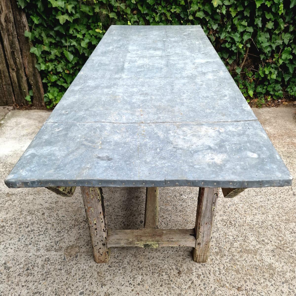Zinc top florist table