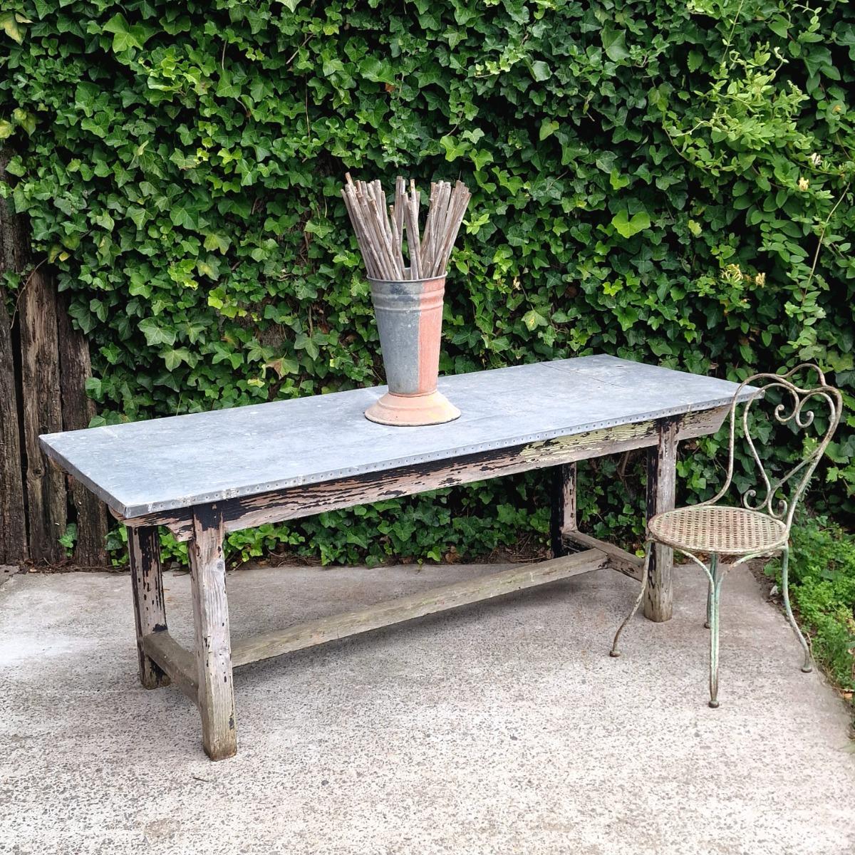 Zinc top florist table